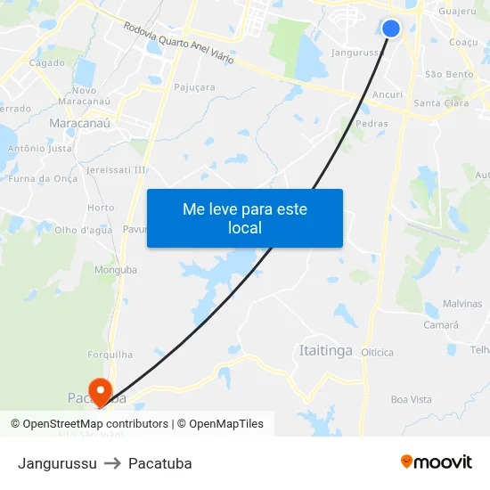Jangurussu to Pacatuba map