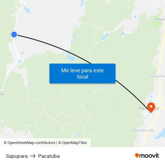 Sapupara to Pacatuba map