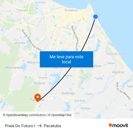 Praia Do Futuro I to Pacatuba map