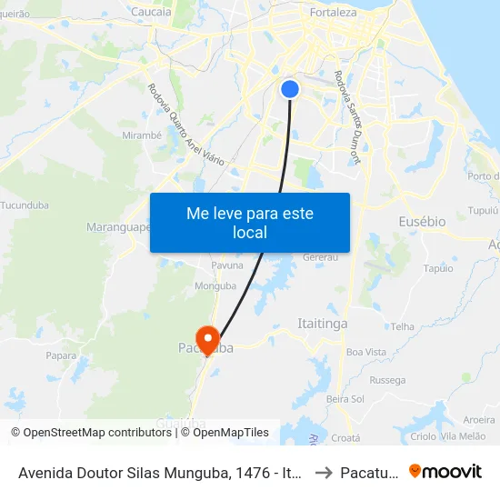 Avenida Doutor Silas Munguba, 1476 - Itaperi to Pacatuba map