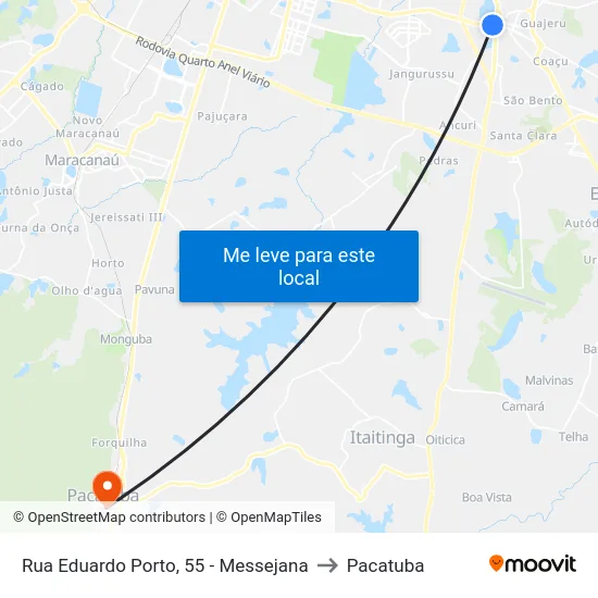 Rua Eduardo Porto, 55 - Messejana to Pacatuba map