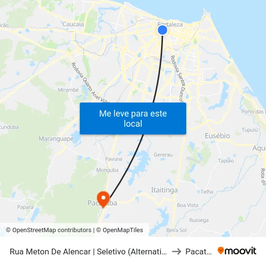 Rua Meton De Alencar | Seletivo (Alternativo) - Centro to Pacatuba map