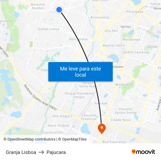 Granja Lisboa to Pajucara map