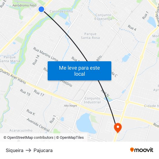 Siqueira to Pajucara map