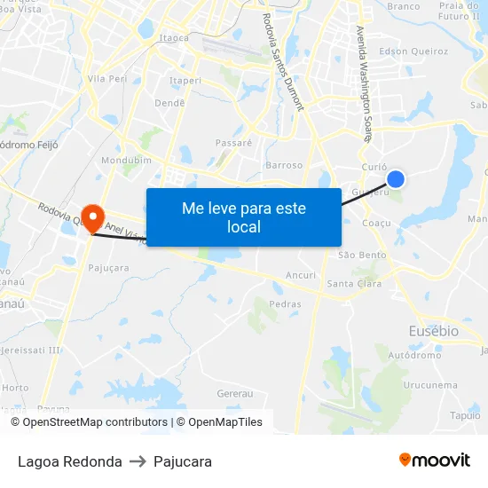 Lagoa Redonda to Pajucara map
