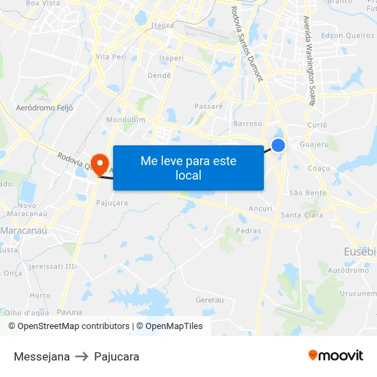 Messejana to Pajucara map