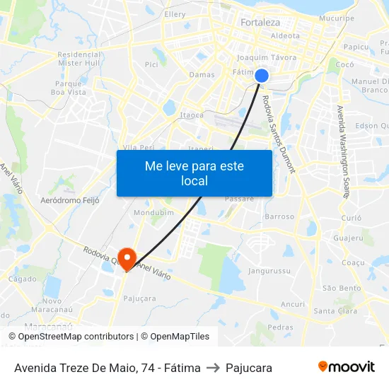 Avenida Treze De Maio, 74 - Fátima to Pajucara map