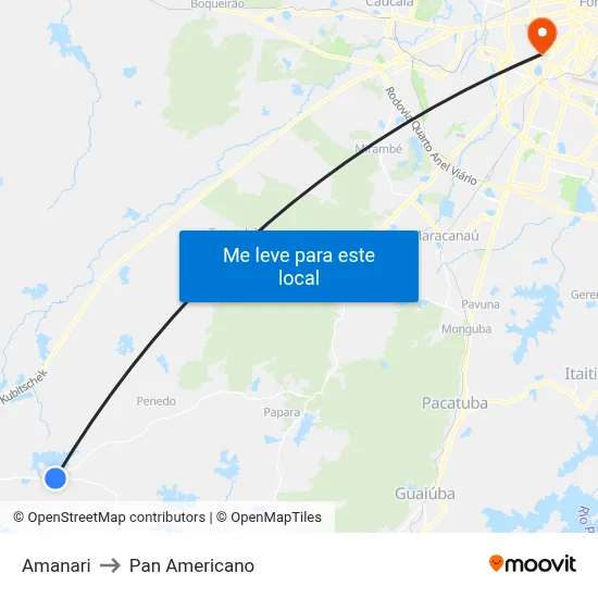 Amanari to Pan Americano map