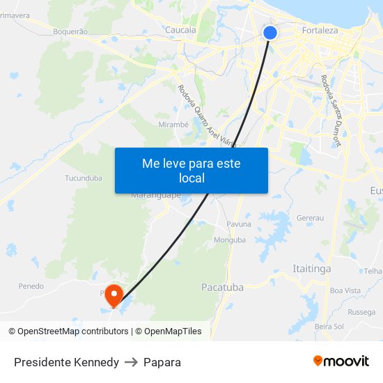 Presidente Kennedy to Papara map