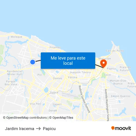 Jardim Iracema to Papicu map