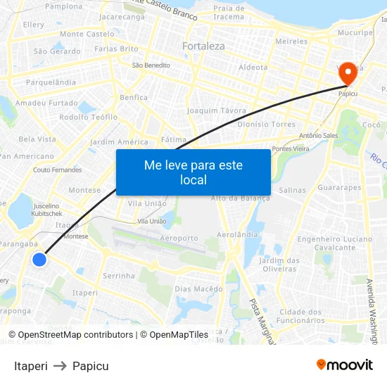 Itaperi to Papicu map