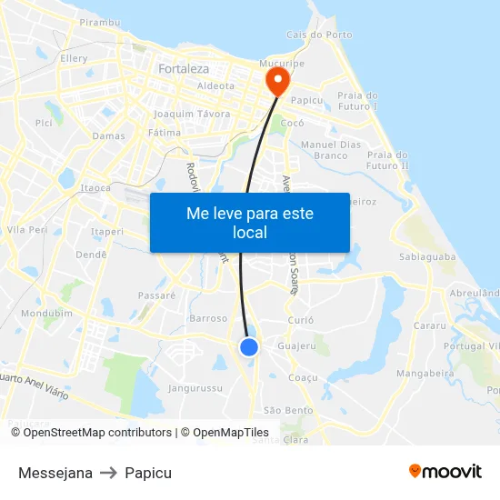Messejana to Papicu map