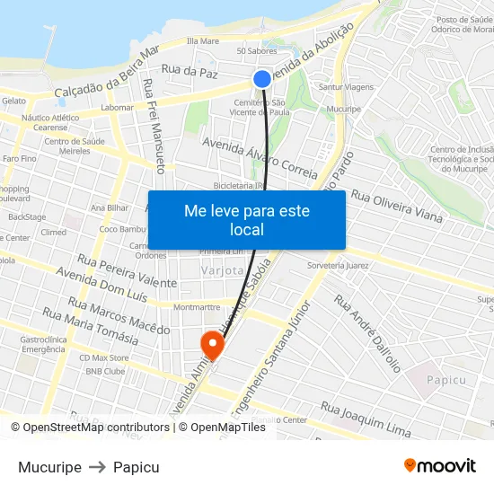 Mucuripe to Papicu map