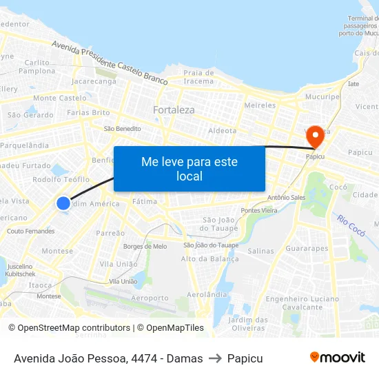 Avenida João Pessoa, 4474 - Damas to Papicu map