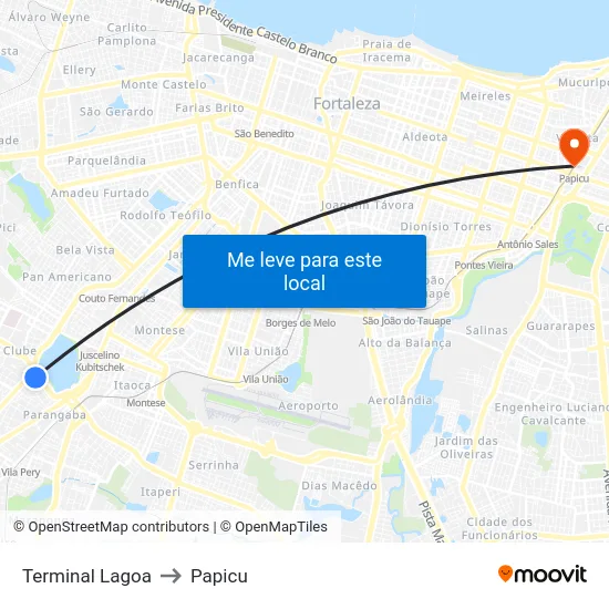 Terminal Lagoa to Papicu map
