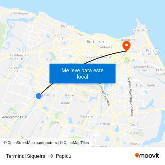 Terminal Siqueira to Papicu map
