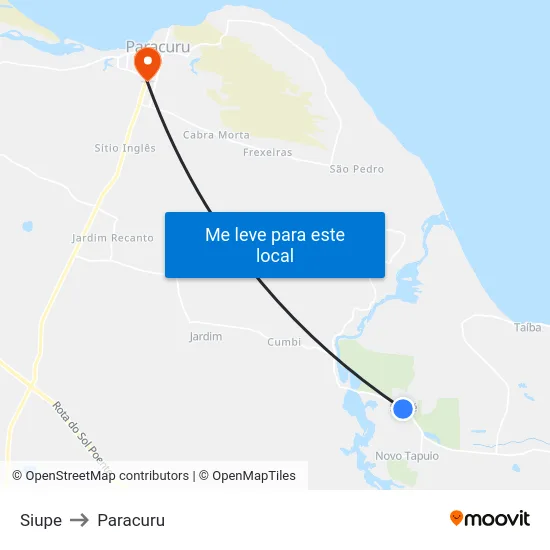 Siupe to Paracuru map