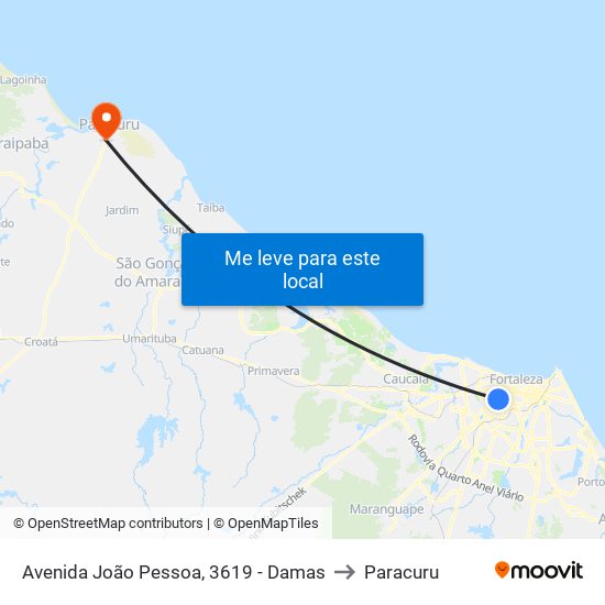 Avenida João Pessoa, 3619 - Damas to Paracuru map