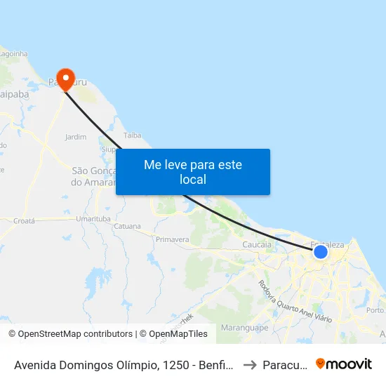 Avenida Domingos Olímpio, 1250 - Benfica to Paracuru map