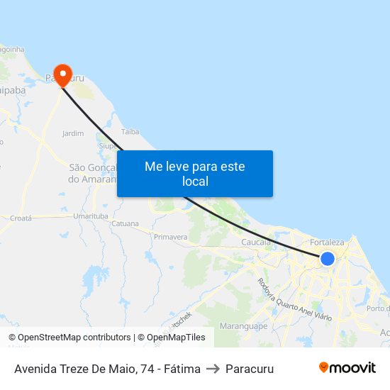 Avenida Treze De Maio, 74 - Fátima to Paracuru map