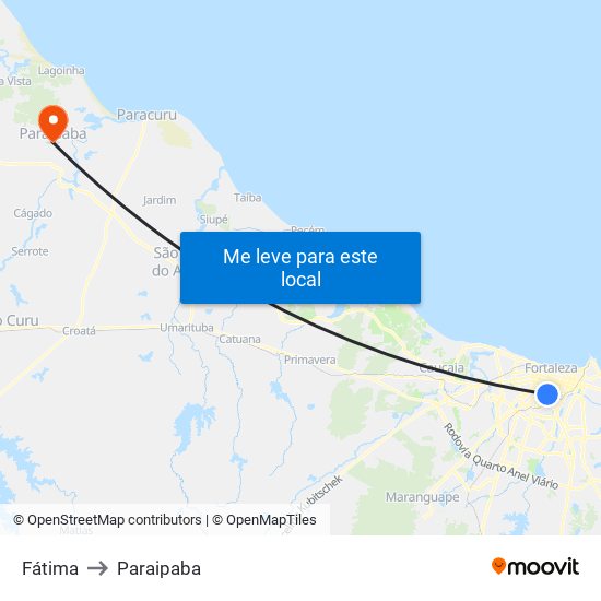 Fátima to Paraipaba map