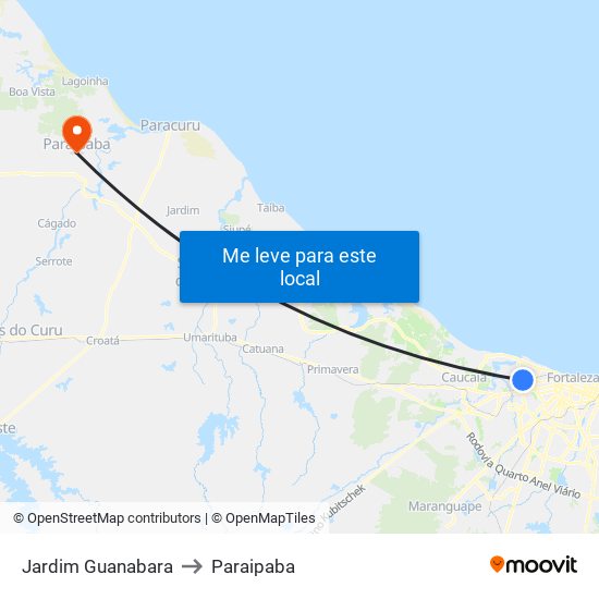 Jardim Guanabara to Paraipaba map