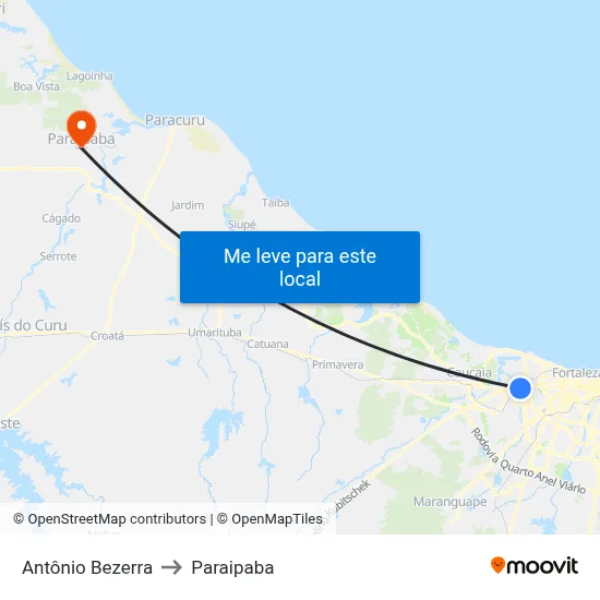 Antônio Bezerra to Paraipaba map