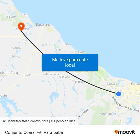 Conjunto Ceara to Paraipaba map