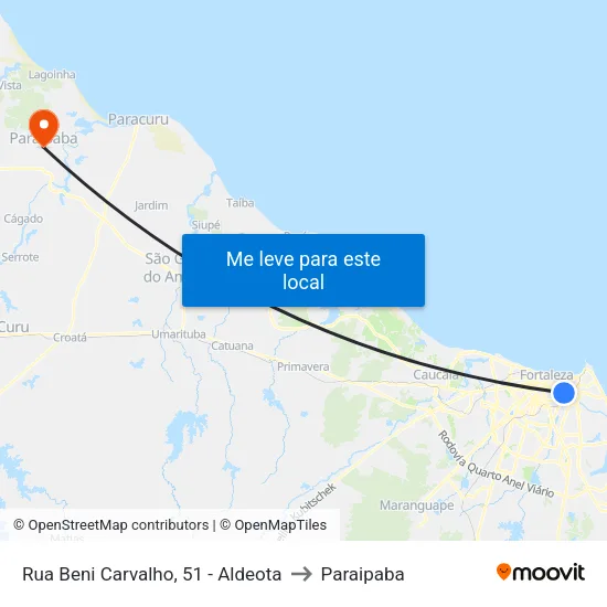 Rua Beni Carvalho, 51 - Aldeota to Paraipaba map
