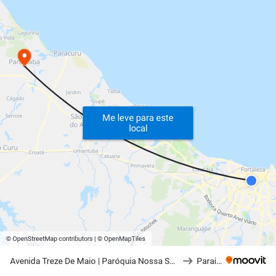 Avenida Treze De Maio | Paróquia Nossa Senhora De Fátima - Fátima to Paraipaba map