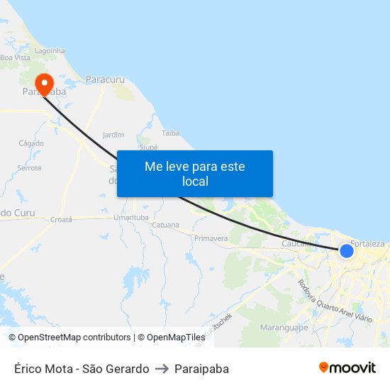 Érico Mota - São Gerardo to Paraipaba map