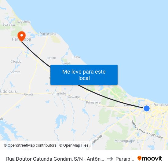 Rua Doutor Catunda Gondim, S/N - Antônio Bezerra to Paraipaba map