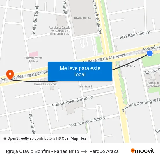 Igreja Otavio Bonfim - Farias Brito to Parque Araxá map