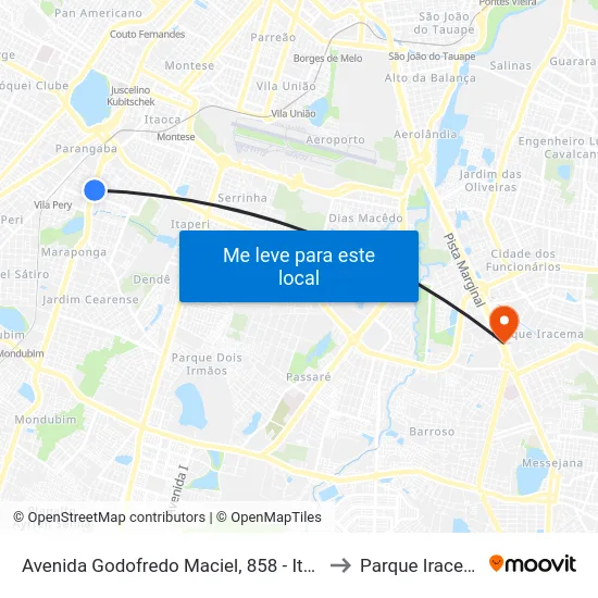 Avenida Godofredo Maciel, 858 - Itaperi to Parque Iracema map