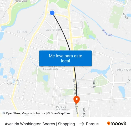 Avenida Washington Soares | Shopping Iguatemi - Edson Queiroz to Parque Manibura map