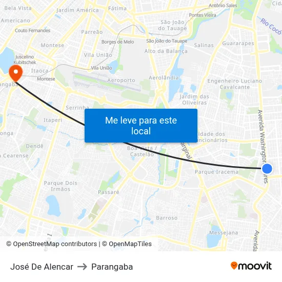 José De Alencar to Parangaba map