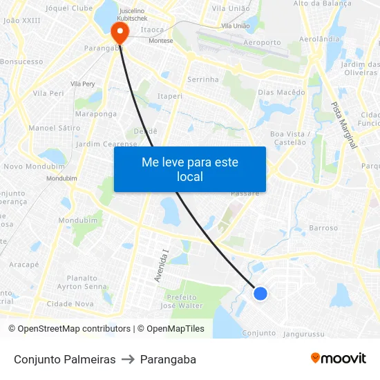 Conjunto Palmeiras to Parangaba map
