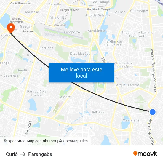 Curió to Parangaba map