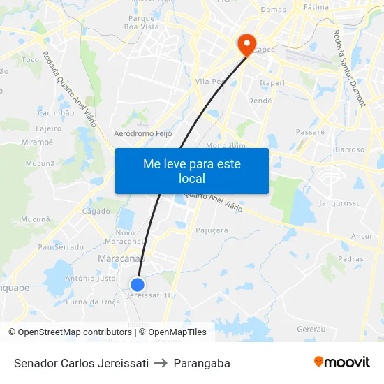 Senador Carlos Jereissati to Parangaba map