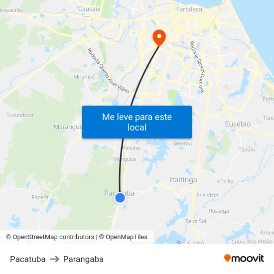 Pacatuba to Parangaba map