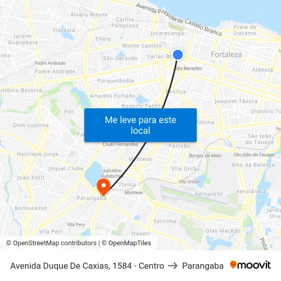 Avenida Duque De Caxias, 1584 - Centro to Parangaba map