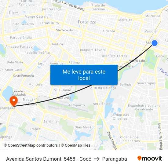 Avenida Santos Dumont, 5458 - Cocó to Parangaba map