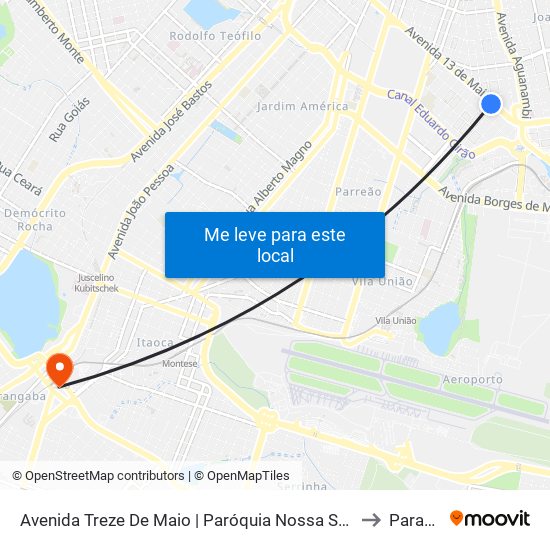 Avenida Treze De Maio | Paróquia Nossa Senhora De Fátima - Fátima to Parangaba map