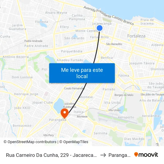 Rua Carneiro Da Cunha, 229 - Jacarecanga to Parangaba map