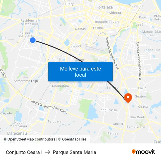 Conjunto Ceará I to Parque Santa Maria map