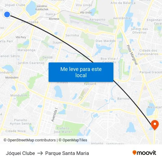 Jóquei Clube to Parque Santa Maria map