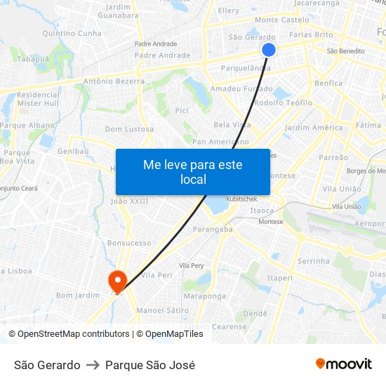 São Gerardo to Parque São José map