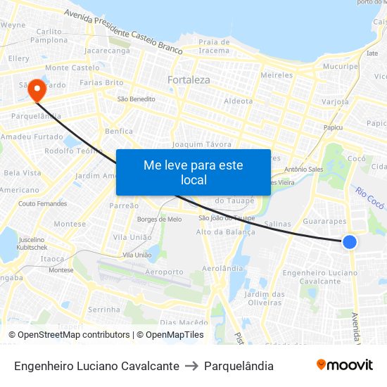 Engenheiro Luciano Cavalcante to Parquelândia map