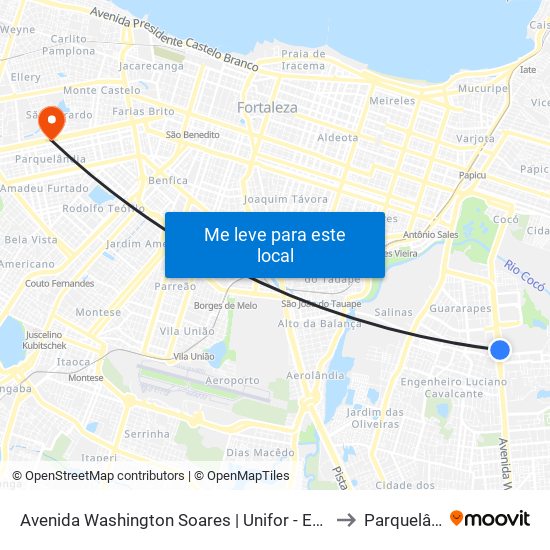 Avenida Washington Soares | Unifor - Edson Queiroz to Parquelândia map