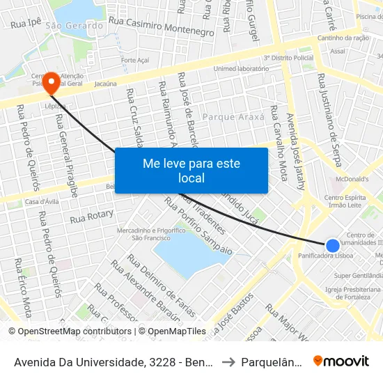 Avenida Da Universidade, 3228 - Benfica to Parquelândia map